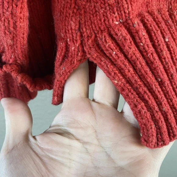 J. Jill Wool Blend Sweater Red Speckled Turtleneck Mock Neck Pockets Size XS - Picture 6 of 10
